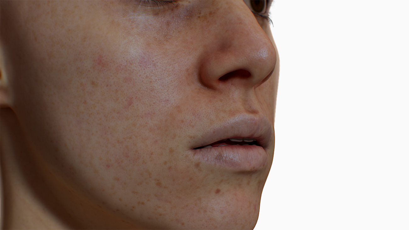 Freckled Female model close up in Marmoset 